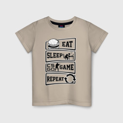 Детская футболка хлопок Eat Sleep CS GO repeat