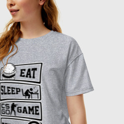 Женская футболка хлопок Oversize Eat Sleep CS GO repeat - фото 2