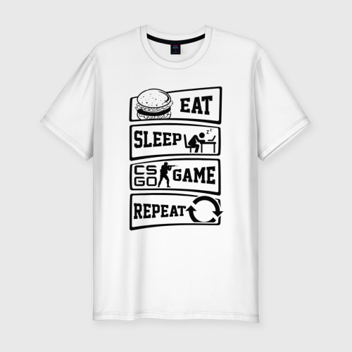 Мужская футболка хлопок Slim Eat Sleep CS GO repeat