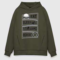 Мужское худи Oversize хлопок Eat Sleep CS GO repeat