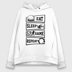 Женское худи Oversize хлопок Eat Sleep CS GO repeat