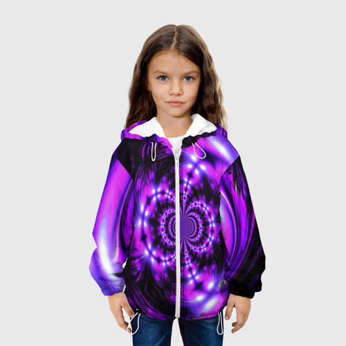 Детская куртка 3D Неоновый фрактал, цвет белый - фото 4