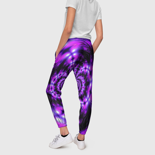 Женские брюки 3D с принтом НЕОНОВЫЙ ФРАКТАЛ, вид сзади #2