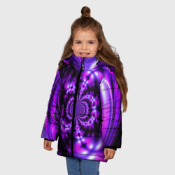 Зимняя куртка для девочек 3D Неоновый фрактал - фото 2