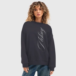 Женский свитшот oversize без начеса хлопок Алексей каллиграфическим почерком - фото 2