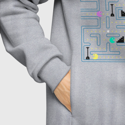 Мужское худи Oversize хлопок Pac-Man, цвет меланж - фото 8