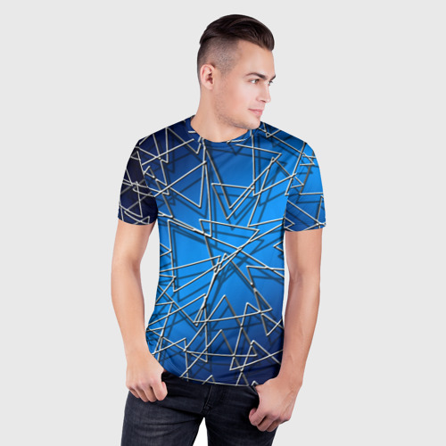 Мужская футболка 3D Slim Треугольники , цвет 3D печать - фото 3