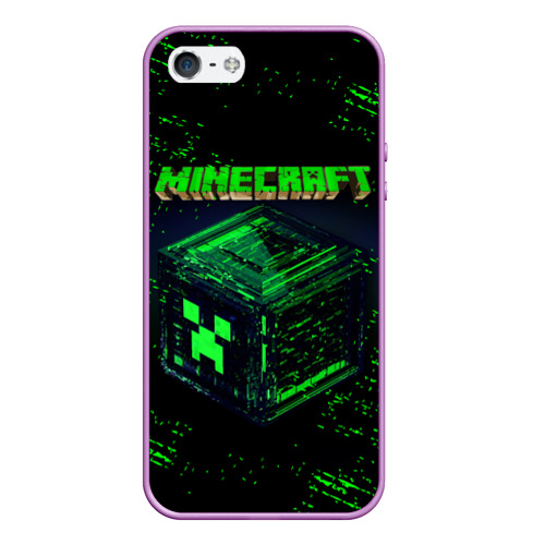 Чехол для iPhone 5/5S матовый Minecraft, цвет сиреневый