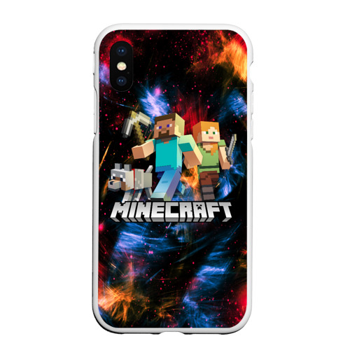 Чехол для iPhone XS Max матовый Minecraft Майнкрафт, цвет белый