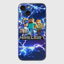 Чехол для iPhone 15 силиконовый с защитой камеры Minecraft Майнкрафт