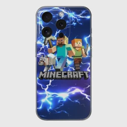 Чехол для iPhone 15 Pro Max силиконовый с защитой камеры Minecraft Майнкрафт