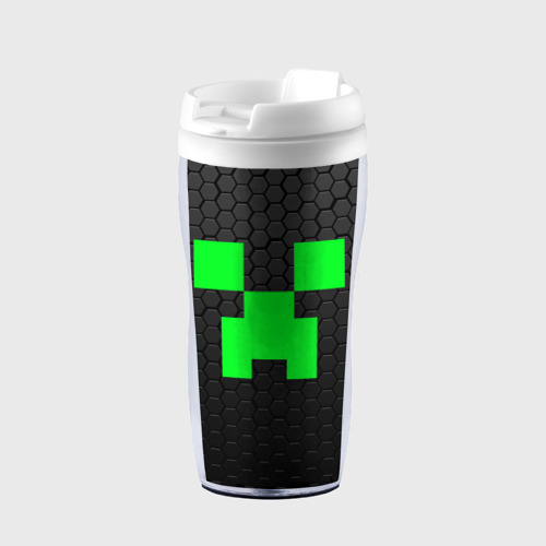 Термокружка-непроливайка Minecraft Creeper Крипер Майнкрафт, цвет белый