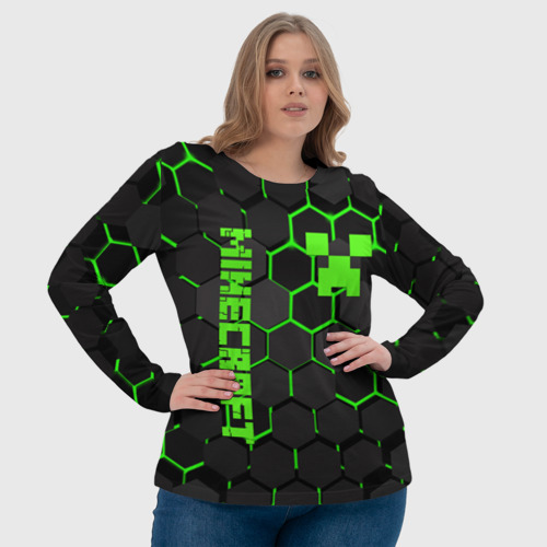 Женский лонгслив 3D Minecraft Creeper, цвет 3D печать - фото 6