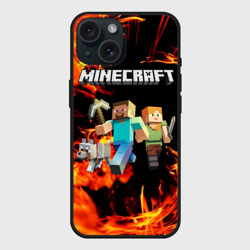 Чехол силиконовый для Apple iPhone 15 матовый Minecraft Майнкрафт