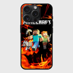 Чехол силиконовый для Apple iPhone 15 Pro матовый Minecraft Майнкрафт