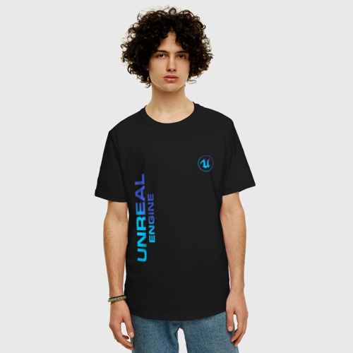 Мужская футболка хлопок Oversize Unreal Engine, цвет черный - фото 3