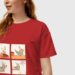 Женская футболка хлопок Oversize Комикс про голодного попугая - фото 2