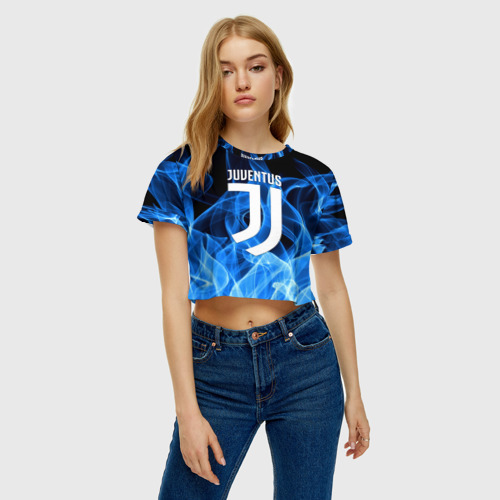Женская футболка Crop-top 3D Juventus Ювентус, цвет 3D печать - фото 3