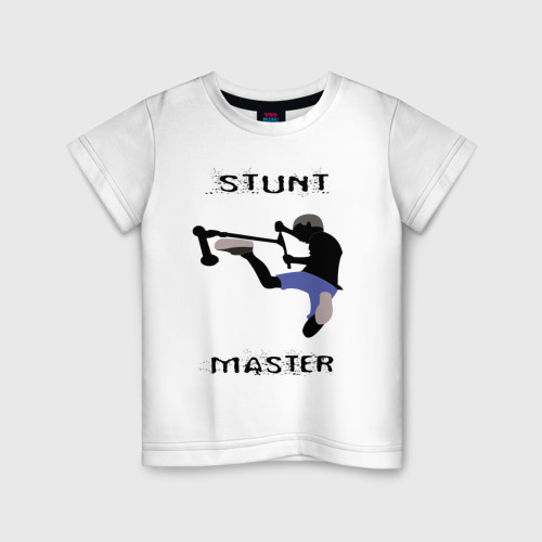 Детская футболка хлопок Самокат фристайл Stunt Master, цвет белый