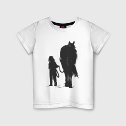 Детская футболка хлопок Девочка с конем 