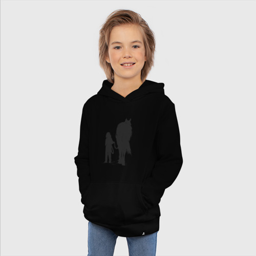 Детская толстовка хлопок Девочка с конем, цвет черный - фото 5