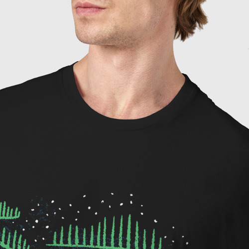 Мужская футболка хлопок Северное сияние, цвет черный - фото 6