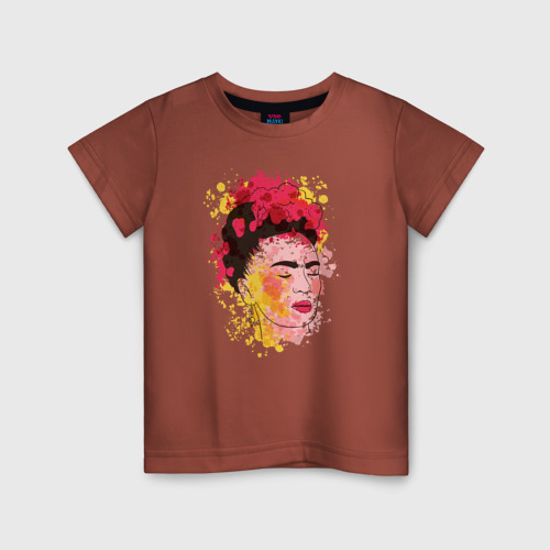 Детская футболка хлопок с принтом Фрида Кало, вид спереди #2