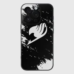 Чехол для iPhone 16 Pro силиконовый с защитой камеры Helmet Fairy tail balck and white