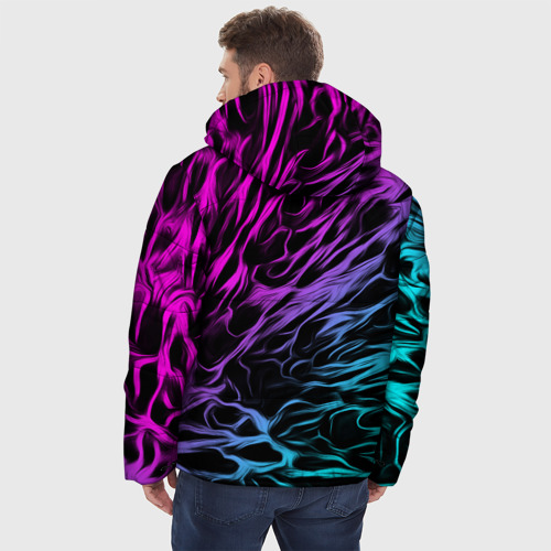 Мужская зимняя куртка 3D Неоновые разводы неон, цвет черный - фото 4
