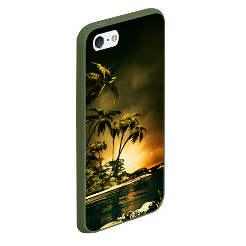 Чехол для iPhone 5/5S матовый Райский остров, цвет темно-зеленый - фото 3