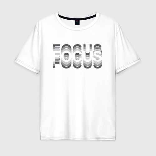 Мужская футболка из хлопка Oversize с принтом FOCUS, вид спереди №1