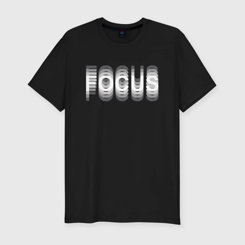 Мужская футболка хлопок Slim с принтом FOCUS, вид спереди #2