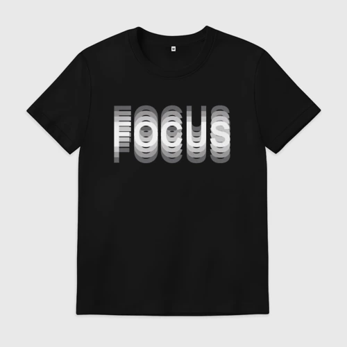 Мужская футболка хлопок с принтом FOCUS, вид спереди #2