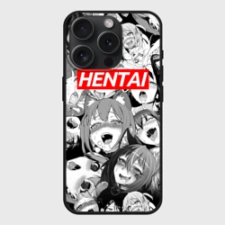 Чехол силиконовый для Apple iPhone 15 Pro матовый Ахегао девочки паттерн