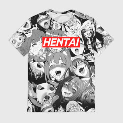Мужская футболка 3D Ахегао девочки паттерн