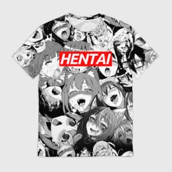 Мужская футболка 3D Ахегао девочки паттерн
