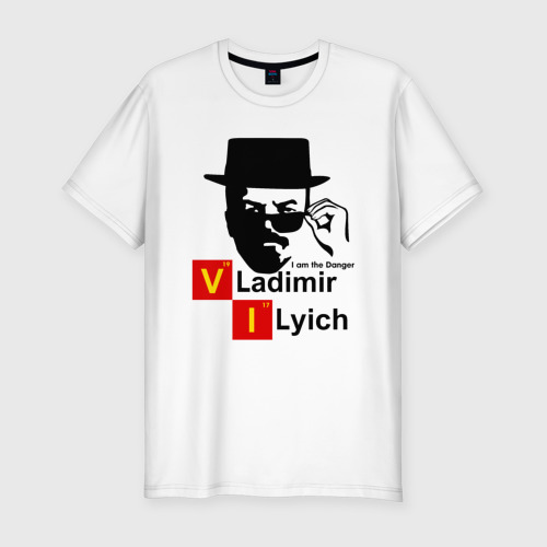 Мужская приталенная футболка из хлопка с принтом Ленин, вид спереди №1