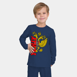 Детская пижама с лонгсливом хлопок Юрий золотой герб РФ - фото 2