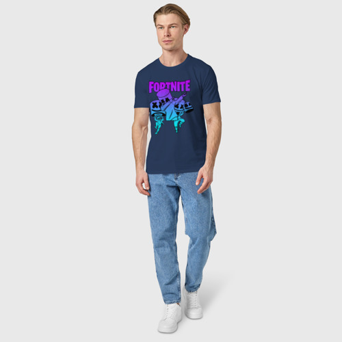 Мужская футболка хлопок Fortnite x Marshmello dab, цвет темно-синий - фото 5