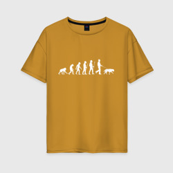 Женская футболка хлопок Oversize Эволюция. Лабрадор