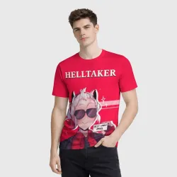 Мужская футболка 3D Helltaker ярко красный - фото 2