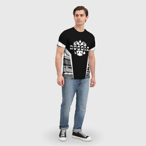 Мужская футболка 3D Александр камуфляж с гербом РФ, цвет 3D печать - фото 5
