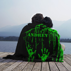 Плед 3D Андрей следы рук в зеленой краске - фото 2