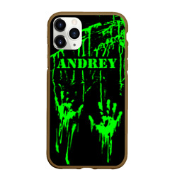 Чехол для iPhone 11 Pro Max матовый Андрей следы рук в зеленой краске