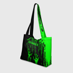 Пляжная сумка 3D Андрей следы рук в зеленой краске - фото 2
