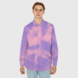 Мужская рубашка oversize 3D Фиолетовый тай дай - фото 2
