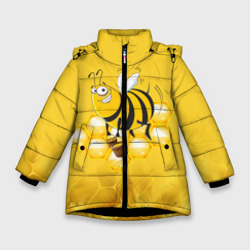 Зимняя куртка для девочек 3D Лето. Пчелы. Мед