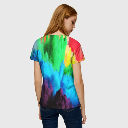 Женская футболка 3D РАЗНОЦВЕТНЫЕ КРАСКИ, цвет 3D печать - фото 4