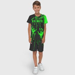 Детский костюм с шортами 3D Юрий следы рук в зеленой краске - фото 2