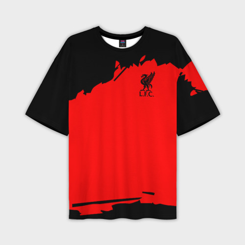 Мужская футболка оверсайз с принтом Liverpool F.C, вид спереди №1